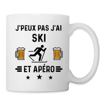 j'peux pas ski skieur apéro - Mug blanc - blanc - Droite