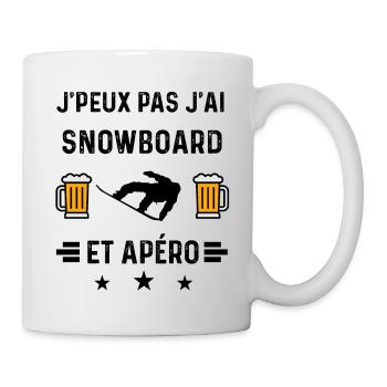 j'peux pas snowboard apéro - Mug blanc - blanc - Droite
