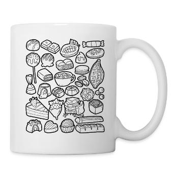 Schokolade - Doodles - Kakao, Pralinen, Schoko - Tasse - Weiß - Rechts