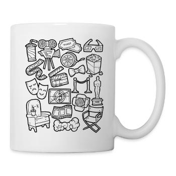 Cinéma - Doodles - Films, Écran, Popcorn - Mug blanc - blanc - Droite