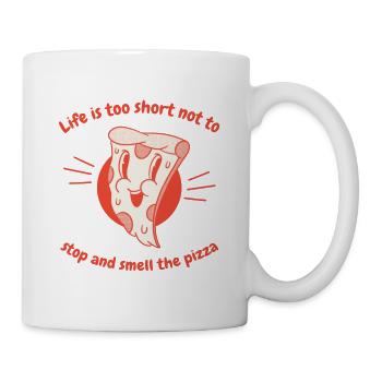 La vie est trop courte pour ne pas s’arrêter et sentir la pizza - Mug blanc - blanc - Droite