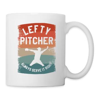 Le lanceur gaucher le sert toujours au baseball droit - Mug blanc - blanc - Droite