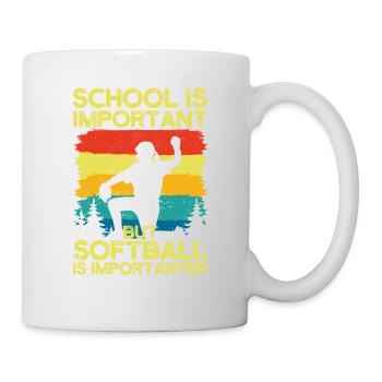 School is important, but softball is more important - Mug - white - Right