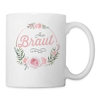 JGA Braut T-Shirt Junggesellinnenabschied Braut - Tasse - Weiß - Rechts