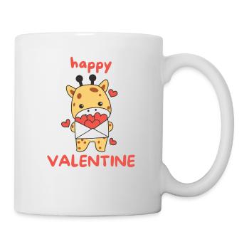 Giraffe zum Valentinstag süße Tiere mit Herzen - Tasse - Weiß - Rechts