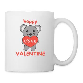 Maus zum Valentinstag süße Tiere mit Herzen - Tasse - Weiß - Rechts