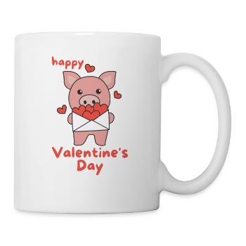 Cochon pour la Saint-Valentin animaux mignons avec des cœurs - Mug blanc - blanc - Droite