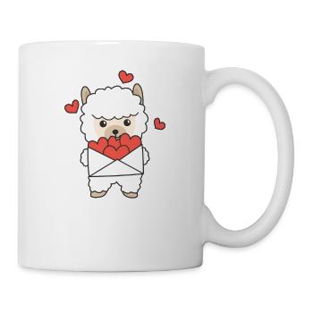 Alpaka zum Valentinstag süße Tiere mit Herzen - Tasse - Weiß - Rechts