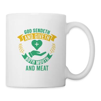 DIEU SENDETH ET DONNE LA BOUCHE ET LA VIANDE - Mug blanc - blanc - Droite