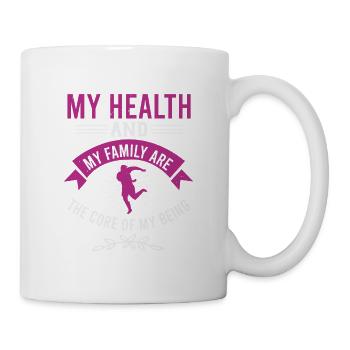 MEINE GESUNDHEIT UND MEINE FAMILIE SIND DER KERN MEINES SEINS - Tasse - Weiß - Rechts