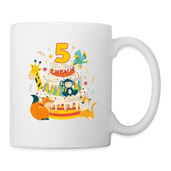 5th Birthday Cake Animals Party Gift 5 Years Old - Tasse - Weiß - Rechts