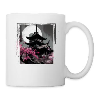Vintage Japanese Sakura Cherry Blossom Temple - Mug - white - Right