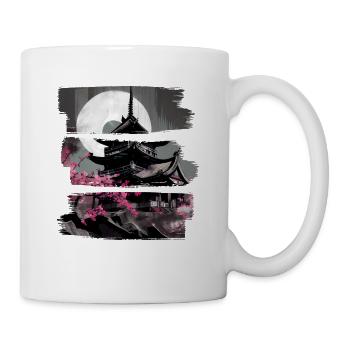 Temple japonais vintage des fleurs de cerisier Sakura - Mug blanc - blanc - Droite