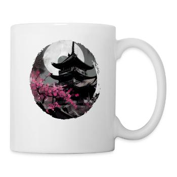 Vintage Japanese Sakura Cherry Blossom Temple - Mug - white - Right