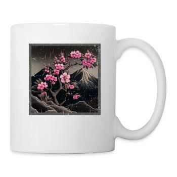 Temple japonais vintage des fleurs de cerisier Sakura - Mug blanc - blanc - Droite