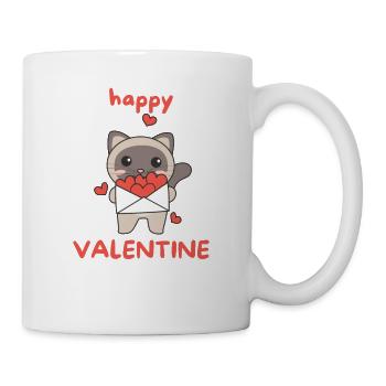 Siamkatze zum Valentinstag süße Tiere mit Herzen - Tasse - Weiß - Rechts