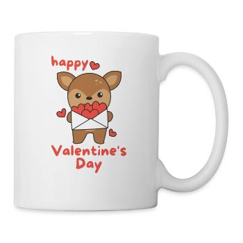 Cerf pour la Saint-Valentin animaux mignons avec des cœurs - Mug blanc - blanc - Droite