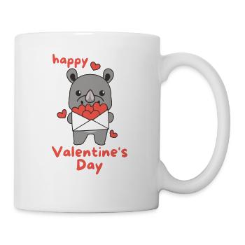 Nashorn zum Valentinstag süße Tiere mit Herzen - Tasse - Weiß - Rechts