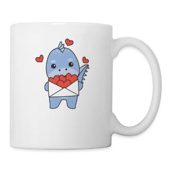 Dino zum Valentinstag süße Tiere mit Herzen - Tasse - Weiß - Rechts