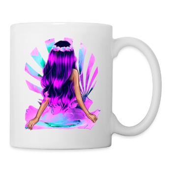 Blumenkind schwarz-pinke Haare Rose Mädchen lila - Tasse - Weiß - Rechts