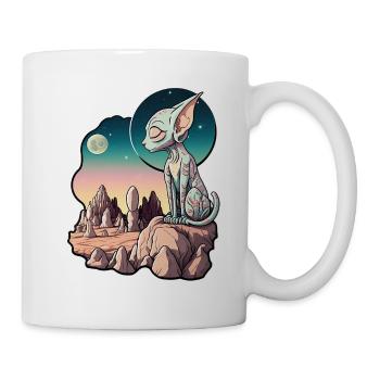 Sphynx Katze - außerirdische Lovecraft-Landschaft - Tasse - Weiß - Rechts