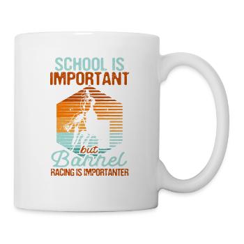 L’école drôle est importante, mais les courses de barils - Mug blanc - blanc - Droite