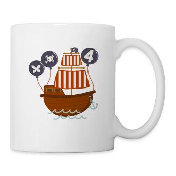 4 Years Young Birthday Motif Pirate Ship - Mug - white - Right
