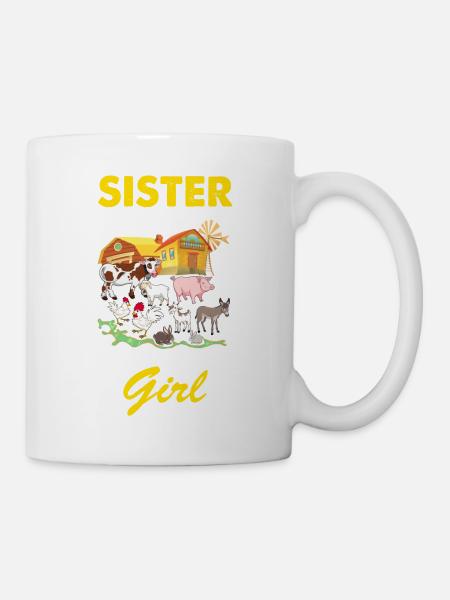 Sister of birthday girl farm - Mug - white