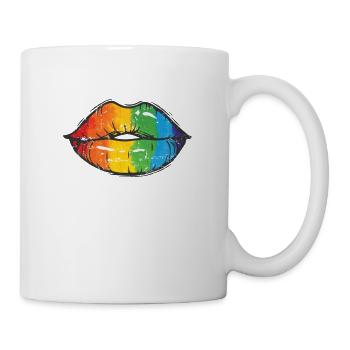 Lips in LGBT colors Rainbow tolerance - Mug - white - Right