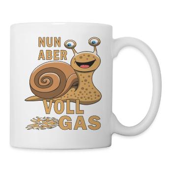 SCHNECKE NUN ABER VOLLGAS - Tasse - Weiß - Rechts