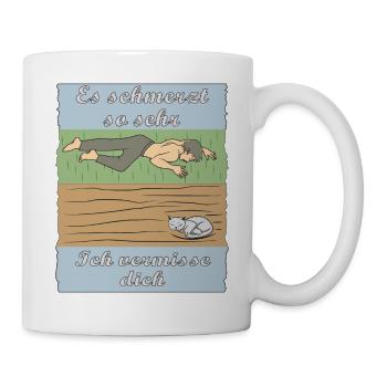MENSCH TRAURIG KATZE - Tasse - Weiß - Rechts