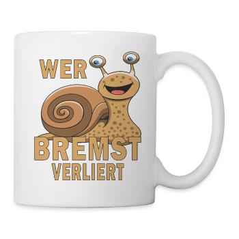 SCHNECKE WER BREMST VERLIERT - Tasse - Weiß - Rechts