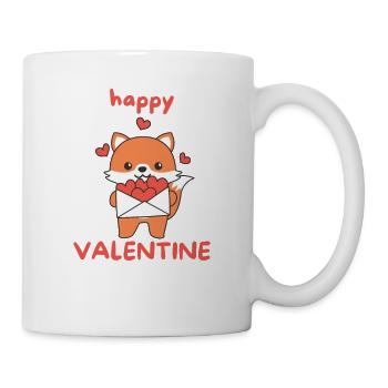 Fuchs zum Valentinstag süße Tiere mit Herzen - Tasse - Weiß - Rechts