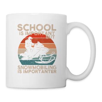 School is important, but snowmobiling is - Mug - white - Right