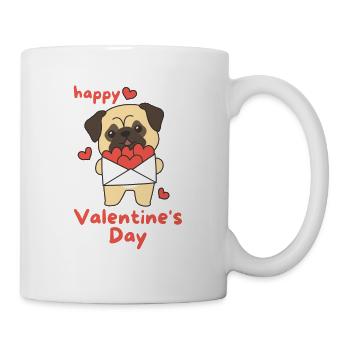 Mops zum Valentinstag süße Tiere mit Herzen - Tasse - Weiß - Rechts