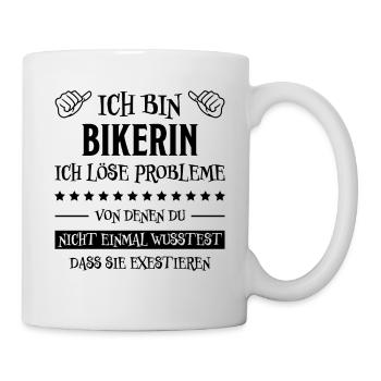 Bikerin Lustiger Spruch Bike Fun Sprüche Geschenk - Tasse - Weiß - Rechts