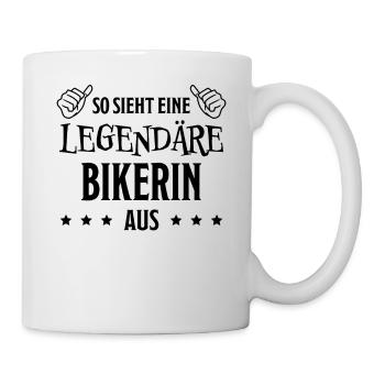 Bikerin Lustiger Spruch Bike Fun Sprüche Geschenk - Tasse - Weiß - Rechts