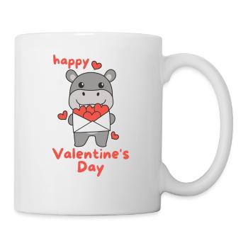 Hippopotame pour la Saint-Valentin animaux mignons avec des cœurs - Mug blanc - blanc - Droite