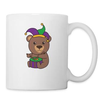 Fasching Bär mit Trommel Faschings Kostüm - Tasse - Weiß - Rechts