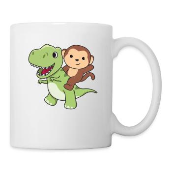 Affe reitet auf T-Rex süßer Dino mit Affen - Tasse - Weiß - Rechts