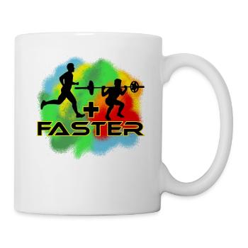 Läufer, Laufen + Kniebeuge = Schneller, Farbig - Tasse - Weiß - Rechts