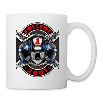 Awesome since 2001, Biker Geburtstag - Tasse - Weiß - Rechts