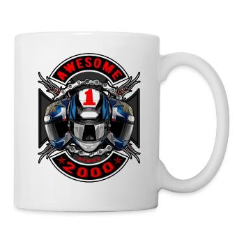 Awesome since 2000, Biker Geburtstag - Tasse - Weiß - Rechts