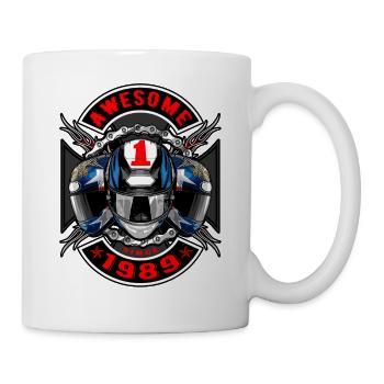 Génial depuis 1989, anniversaire du motard - Mug blanc - blanc - Droite