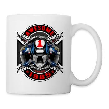 Génial depuis 1985, anniversaire du motard - Mug blanc - blanc - Droite