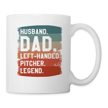 Ehemann Vater Linkshänder Pitcher Legende Baseball - Tasse - Weiß - Rechts