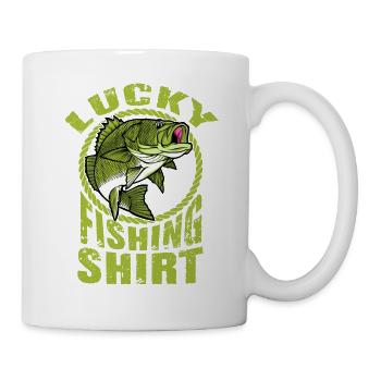 Chemise de pêche porte-bonheur. Pêcheurs à la ligne, pêche, - Mug blanc - blanc - Droite