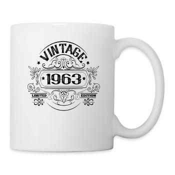 Vintage 1963 Geburtstag Sprüche Ornamente - Tasse - Weiß - Rechts
