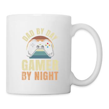 Vater Bei Tag Gamer Bei Nacht - Tasse - Weiß - Rechts