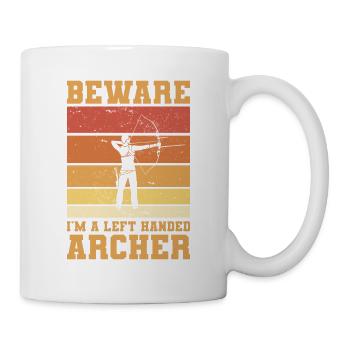 Méfiez-vous, je suis un archer de tir à l’arc gaucher - Mug blanc - blanc - Droite